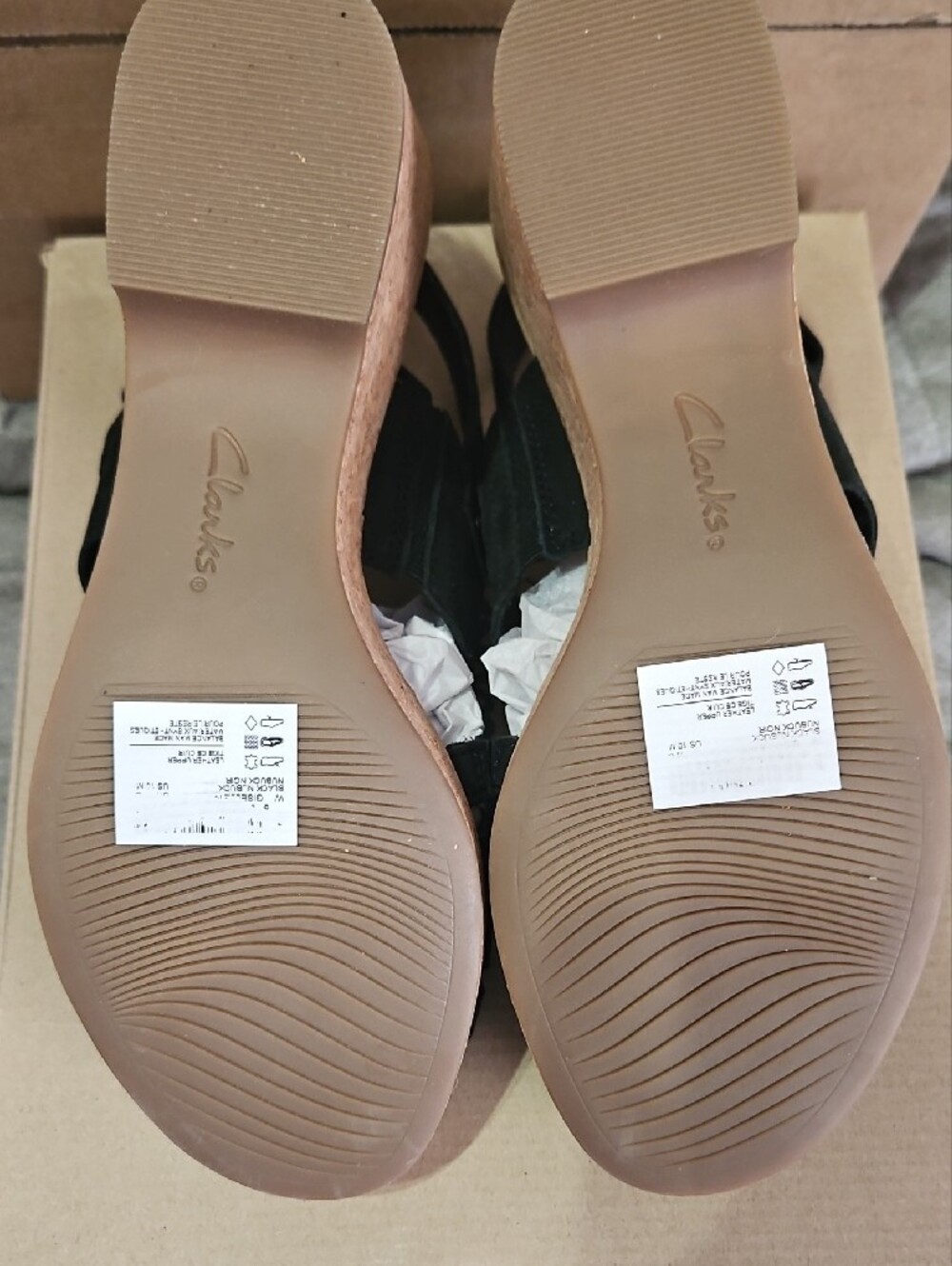 Clarks Black Woven Cork Wedge Sandals - Women - Picture 6 of 6